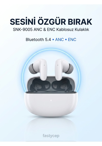 Bezos Snk-9005 Beyaz Anc & Enc Kablosuz Bluetooth Kulaklık 5.4 Kulak İçi Kulaklık Nıda
