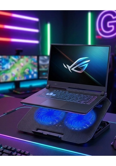 Mey İthalat Çift Fanlı Laptop Soğutucu Stand 17 İnç Uyumlu 8 Kademeli Ayarlı Usb Girişli
