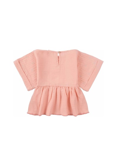 Kimono Kollu Çocuk Bluz Pembe Organik Pamuk