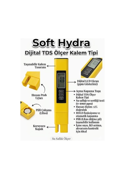 Dijital Tds Ölçer - Kalem Tipi Su Sertliği, Saflık Ve Kalite Test Cihazı Tds Metre