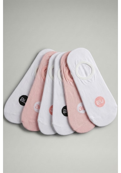 Allunique Penye Pamuk 6'lı Pembe Beyaz Asorti Görünmez Sneaker Çorap Açık Pembe - Beyaz