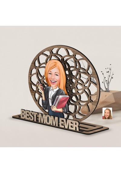 Bk Gift Kişiye Özel 3 Katmanlı Anne Karikatürlü Ahşap Biblo-17 Anneye Hediye, Anneler Günü Hediyeleri Kobitmeyen138173 Bk Gift