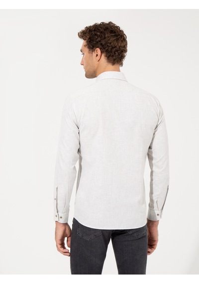 Cacharel Taş Slim Fit Uzun Kollu Gömlek Gri