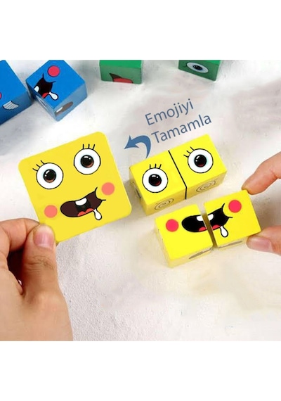 Montessori Eğitici Rubik Emoji Bulmaca Zeka Kutu Oyunu El Becerisi Ve Görsel Zeka Geliştirici Oyun