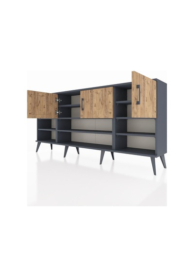 Arges Konsol 9 Raflı 3 Kapaklı 176x30x83 Antrasit-çam/aytaşı Çam/aytaşı Arges Konsol 9 Raflı 3 Kapaklı 176x30x83 Antrasit-çam/aytaşı Çam/aytaşı