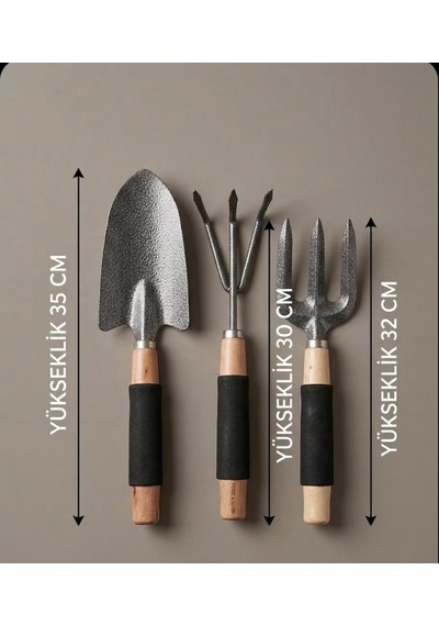 Bahçe Aletleri Set Kürek Tırmık Çatal Set Hobi Set