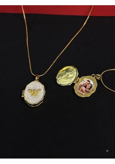 316l Çelik Gold Renk Açılır Resimli Kolye Fotoğraf Eklenebilir