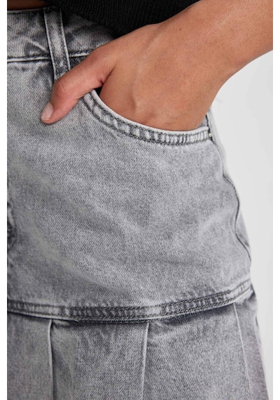 Defacto A Form Jean Pileli Mini Etek B2152AX23HSNM55 Gri