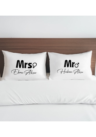 Bk Gift Kişiye Özel Sevgili Tasarımlı Pamuklu 2 Li Yastık Kılıfı Seti-2 50x70cm , Sevgiliye , Ev si, Tasarım Ev Tekstili
