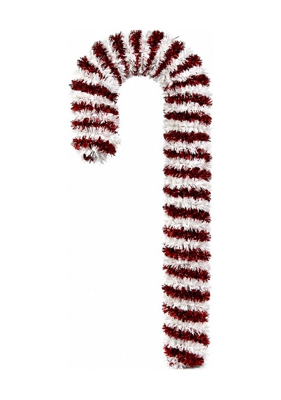 Yılbaşı Süsü Sim Şerit Baston Kırmızı Beyaz 47 Cm