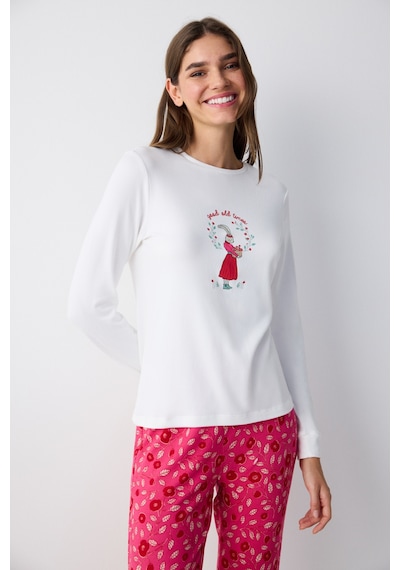 Penti Bloom Termal Beyaz Tişört Pijama Üstü Beyaz Beyaz