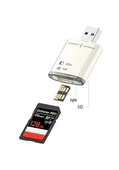 Alfais 6082 Usb 3.0 2 Port Hafıza Kartı Okuyucu Sd Sdxc Nm Çoklu Kart Dönüştürücü