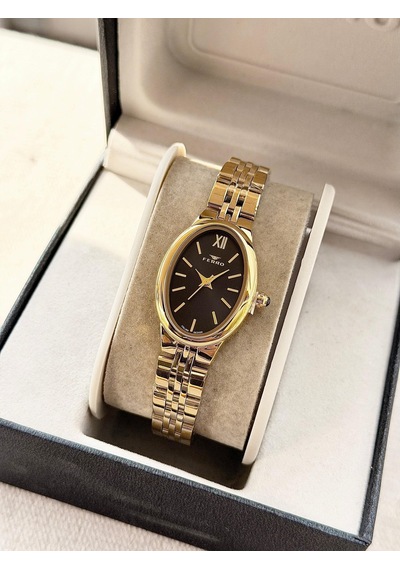 Ferro Fm88732a-b2 Quartz Çelik Altın Rengi Siyah Kadran 23 Mm Kadın Kol Saati