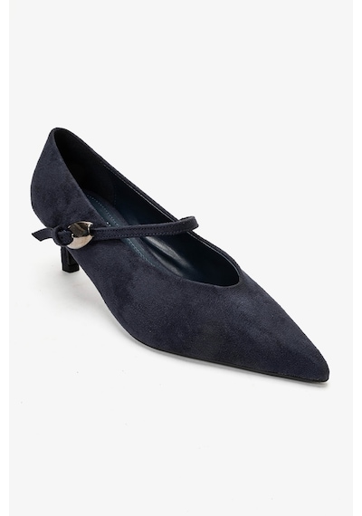 Luvi Shoes Cres Lacivert Süet Kadın Kısa Topuklu Ayakkabı