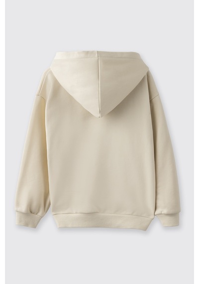 Panço Kız Çocuk Fermuarlı Sweatshirt Bej