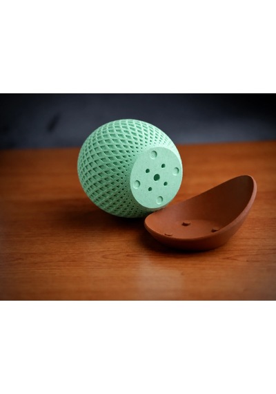 3d Baskı Küre Saksı - Kafes Dokulu İki Parçalı Dekoratif Saksı - Mint-kahverengi 86282642