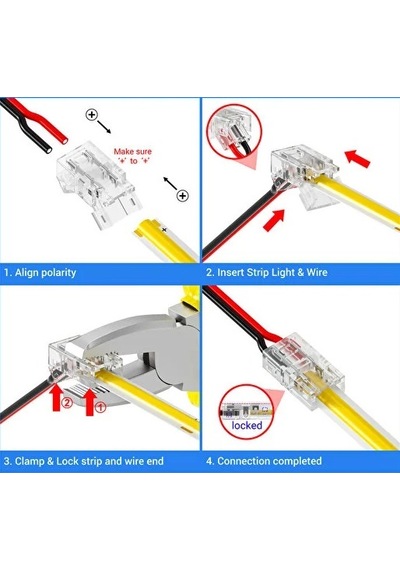 Cob+smd Şerit+kablo Bağlantı Konnektörü 8mm 10 adet