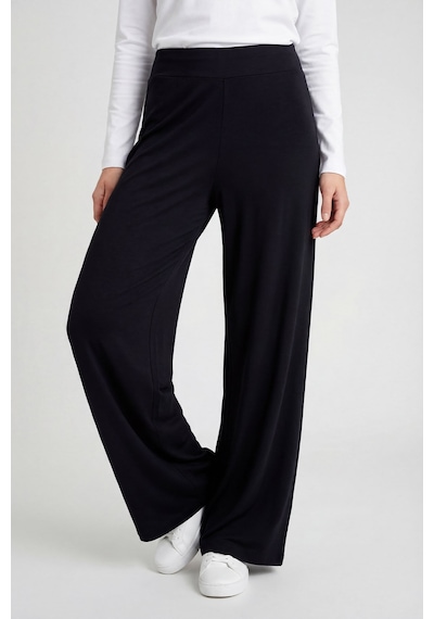 Siyah Comfort Fit Geniş Paça Korsajlı Palazzo Kadın Pantolon - 94681
