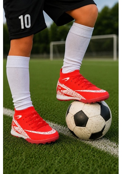 Minibonito Çoraplı Superfly Halı Saha Futbol Ayakkabısı Kırmızı