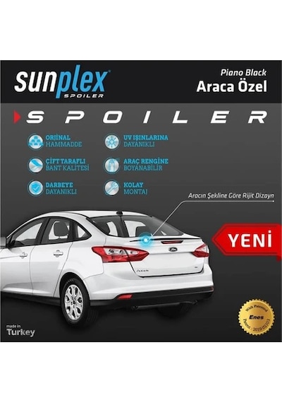 Spoiler Parlak Siyah Audi A3 2013 2019 2001101 Sunplex