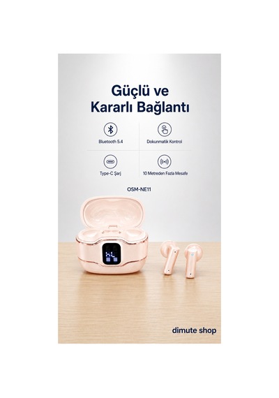 Osm-ne11 2 Çift Kablosuz Bluetooth 5.4 Kulaklık Klasik Ve Kulak Kancalı Rose Gold - 904091696
