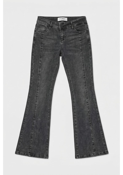 Itsbasic Kadın Antrasit 4s6-14 Swl Mid Rise Flare Fit Kemer Detaylı Esnek Kumaş Denim Jean