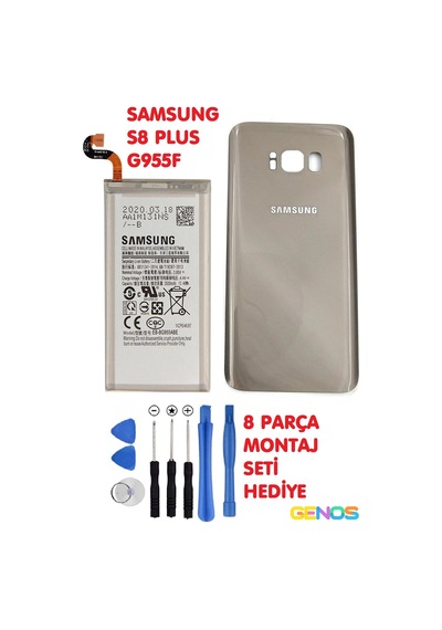Samsung Galaxy Uyumlu S8+ Plus G955f Arka Cam Kapak Batarya Kapağı Gold+batarya Pil Eb-bg955abe+montaj Set
