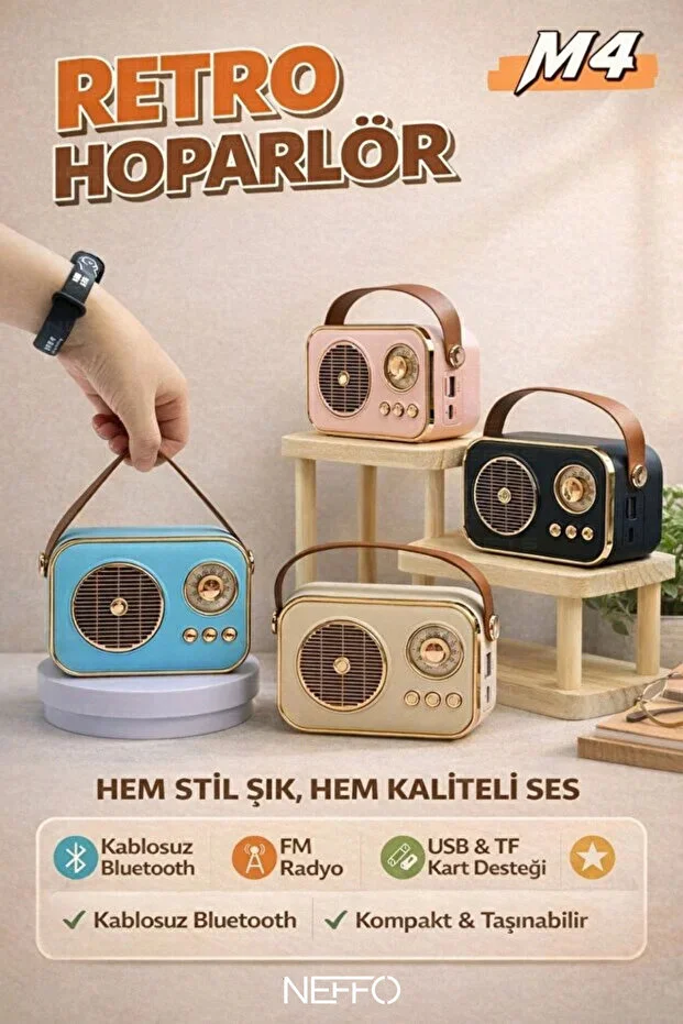 Nostaljik Görünümlü Retro Tf Kart Bluetooth Usb Destekli Küçük Boy Nostalji