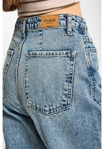 Itsbasic Kadın Kot Rengi 4s6-32 Relax Fit %100 Koton Denim Jean