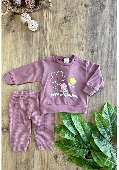 Air Pantolonu Kareli Kız Bebek Pembe