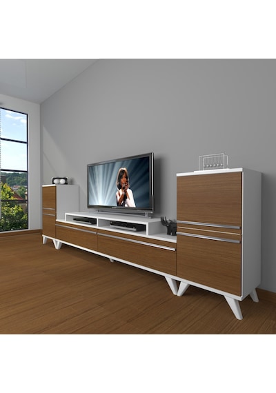 Decoraktiv Ekoflex On2 Mdf Retro Tv Ünitesi Tv Sehpası Beyaz - Ceviz