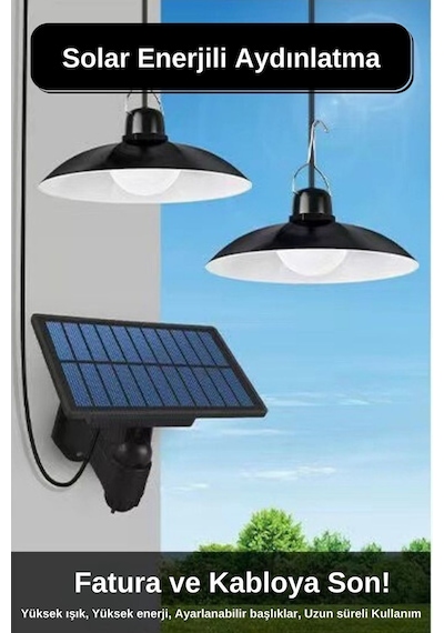 Solar 2 Ledli Ip65 Su Geçirmez Sarkıt Bahçe Aydınlatma Güneş Enerjili Kumandalı Led Işık
