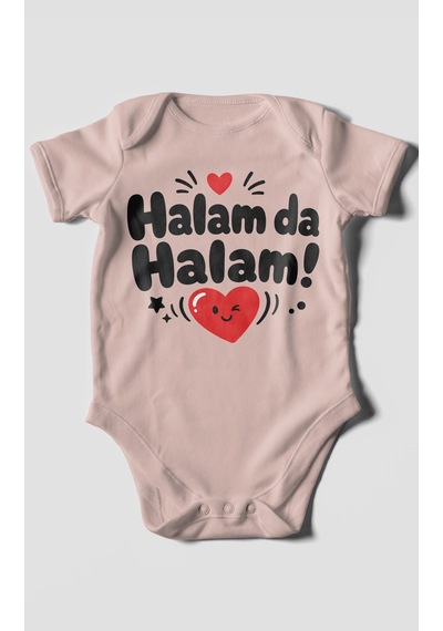 Morivokids Halam Da Halam Kısa Kollu Bebek Body %100 Pamuk Pastel Pembe