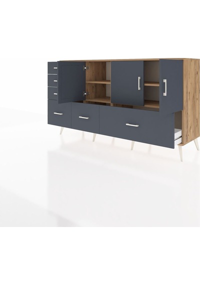 Hyperion Konsol 4 Raflı 6 Çekmeceli 3 Kapaklı 176x44x99 Çam-antra Çam-antrasit Hyperion Konsol 4 Raflı 6 Çekmeceli 3 Kapaklı 176x44x99 Çam-antra Çam-antrasit
