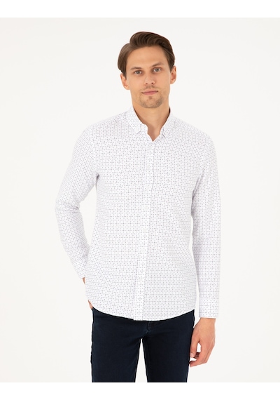 Pierre Cardin Erkek İndigo Gömlek Desenli 50292262-vr028 İndigo