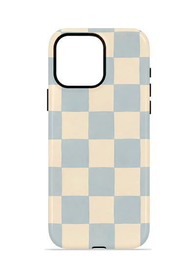 Apple iPhone Uyumlu 15 Pro Max Vorian Çift Katmanlı Magsafe Kılıf Powder Blue Checker