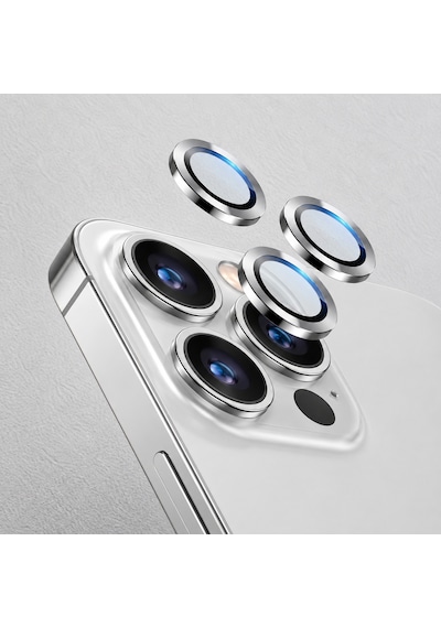 İphone 13 Uyumlu Kamera Lens Koruyucu Safir Cam Metal Çerçeveli - Şeffaf