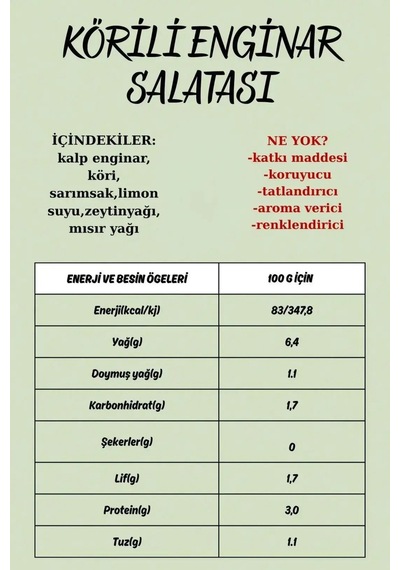 Körili Marine Enginar Salatası 425 Gr
