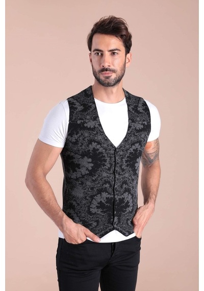 Ferraro Çift Renk Yün Triko Yelek - Siyah-Siyah Ferraro Çift Renk Yün Triko Yelek - Siyah-Siyah