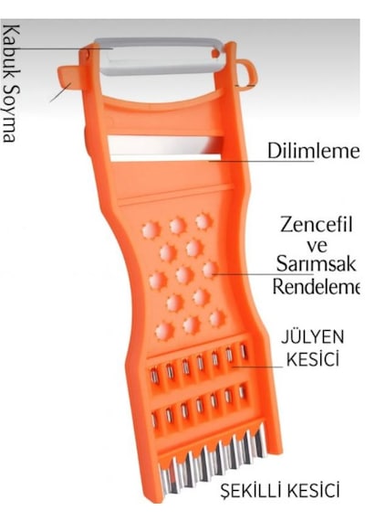4 Lü Set Çok Amaçlı Sebze Rende & Spiral Doğrayıcı Julienne Soyacak Aparat Çok Renkli