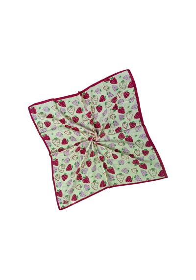 Mim Eşarp Valino Soft Pamuk Çocuk Desenli Eşarp 70x70 Cm Vişne Çürüğü - Çilek
