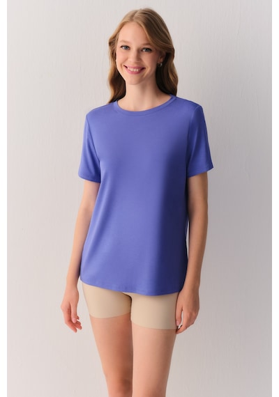 Suwen Essence Nights Modal T-shirt Sh26901607c015 Mavi