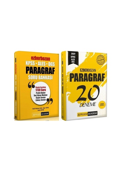 Pegem 2026 Kpss Ales Dgs Paragraf Ezberbozan Soru + 20 Deneme 2 Li Set Pegem Akademi Yayınları