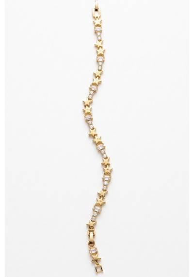 Gold Premimum Zirkon Taşlı Yıldızlı Çelik Bileklik 17cm + 3 Cm Uzatma