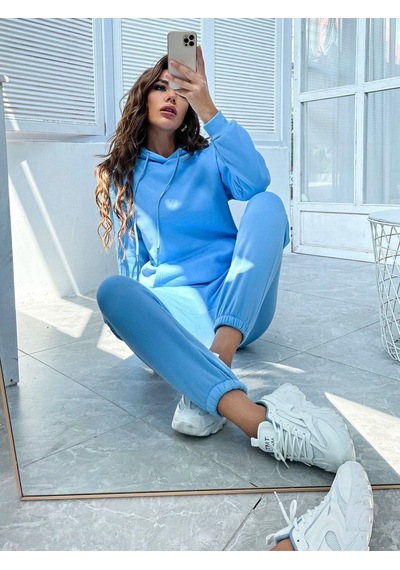 Bebe Mavisi Kadın Eşofman Takımı - Oversize Bebe Mavisi-245798