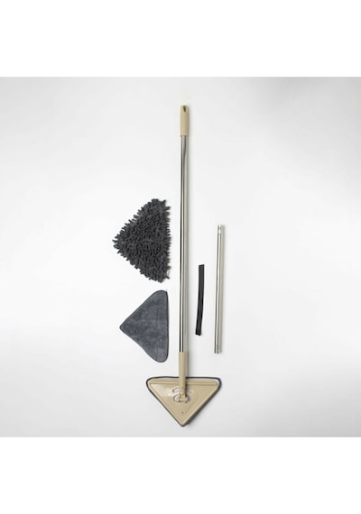 Teleskopik Üçgen Camsil Duvar Yüzey Cam Silme Mop Mikrofiber