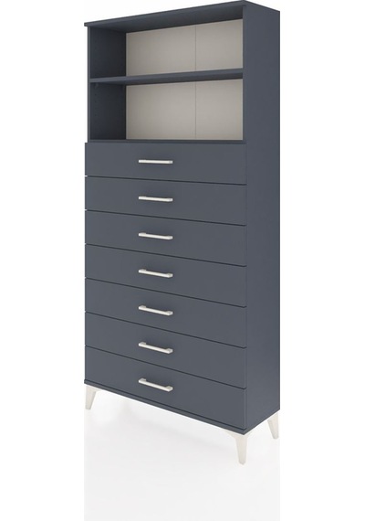 Arges Dolap 2 Raflı 7 Çekmeceli 88x30x182 Antrasit-antrasit Antrasit