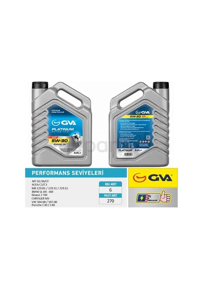 Motor Yağı 5w30 3.2 Lt Platınum Partiküllü - Dpf Tam Sentetik Apı Sq Sn / Cf 6 Adet