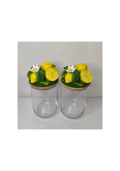 Kavonoz Seti 2li Limon Kapaklı 21cm 11cm Kurabiyelik Saklama Kutusu Sarı - 909311090 Sarı