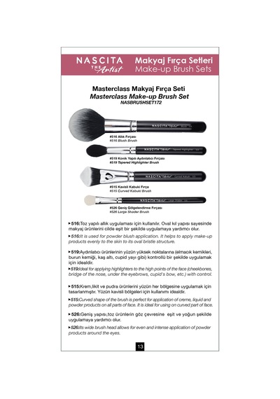 Nascita Artist Serie Masterclass Makyaj Fırça Seti Nasbrushset172